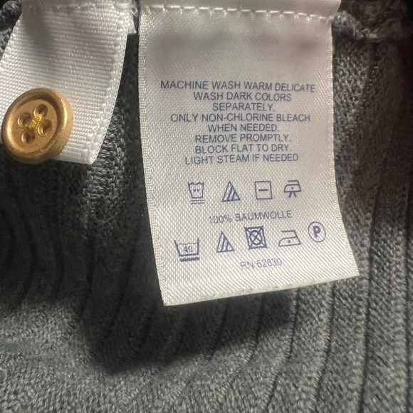 Lands’ End Supima cotton gray ribbed cardigan sweater - Picture 8 of 8